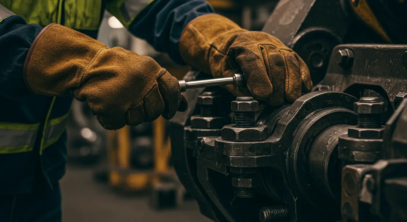Technician inspecting tools